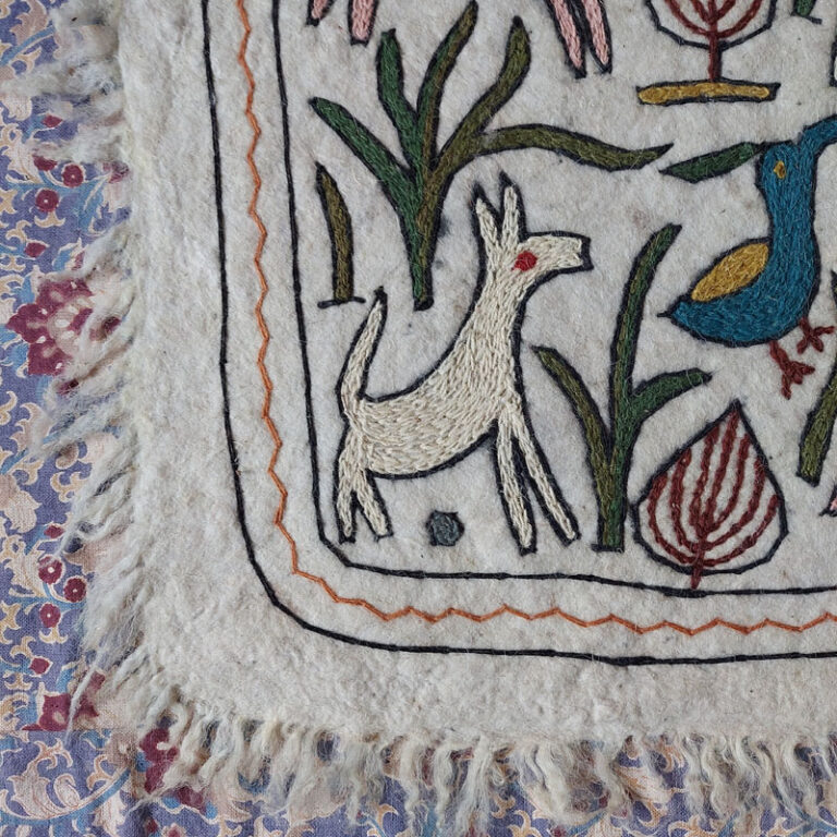 kashmiri handmade namda rug boho colorful wool indian white gift 66
