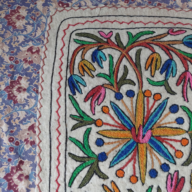 kashmiri handmade namda rug boho colorful wool indian white gift 70