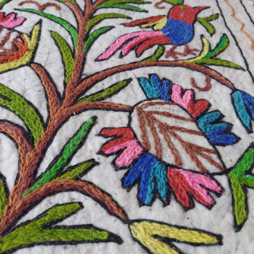 kashmiri handmade namda rug boho colorful wool indian white gift 76