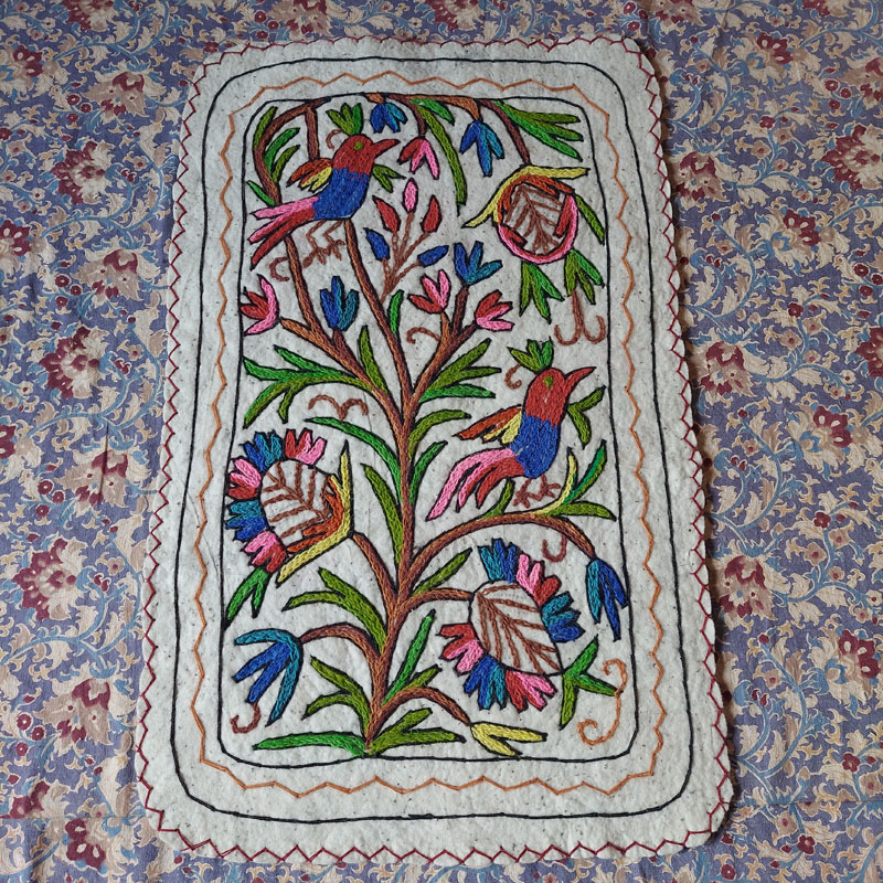kashmiri handmade namda rug boho colorful wool indian white gift 77