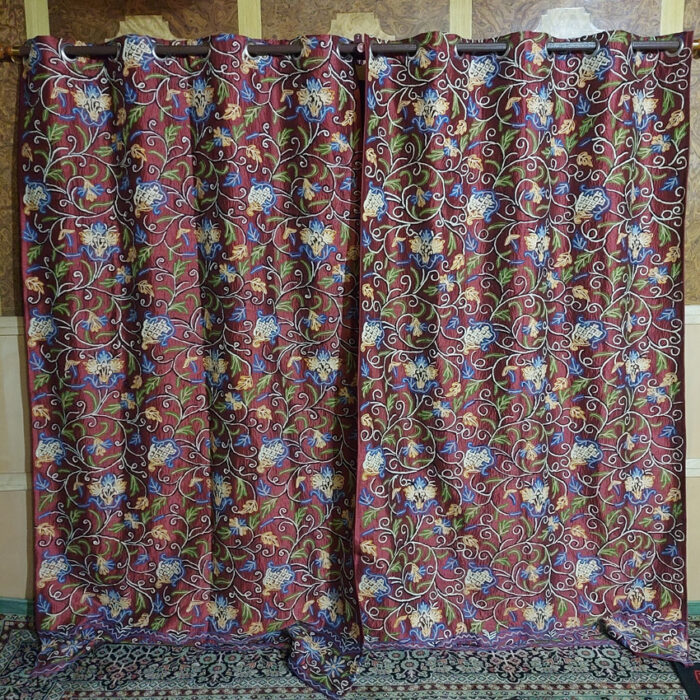 kashmiri curtain crewel silk lining handmade decor online long wedding 5