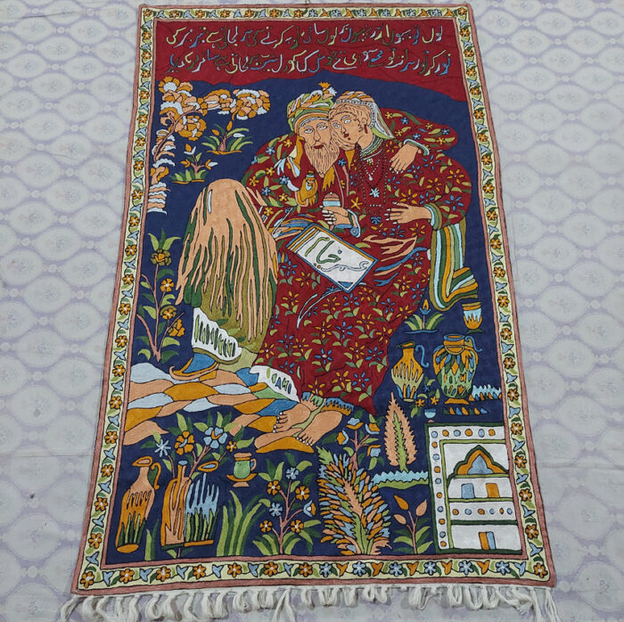 omar khayyam kashmir wall hanging chainstitch 2