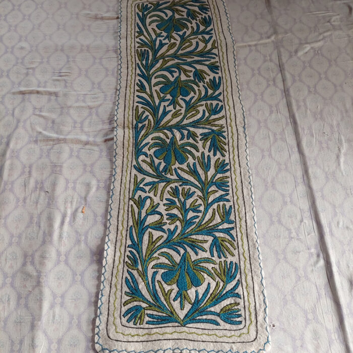 blue green white namda runner kashmir india etsy london cardiff 2