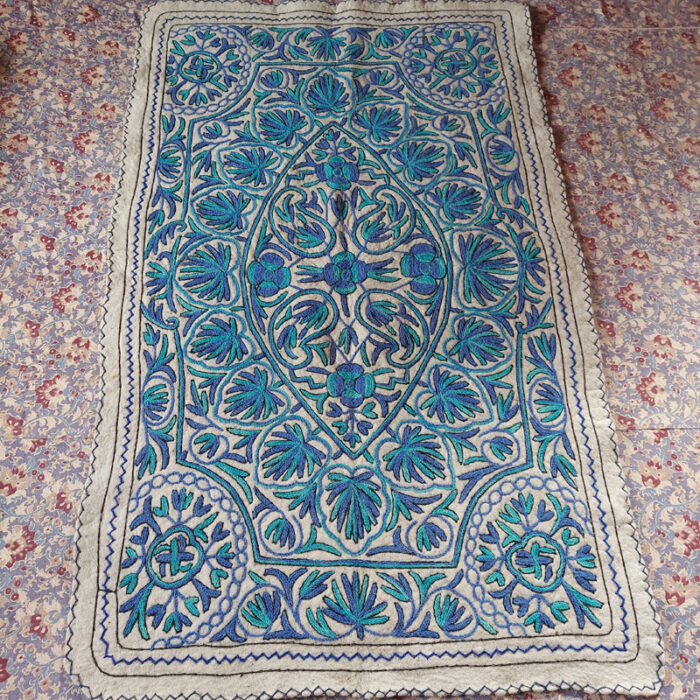 blue white namda rug wool 2
