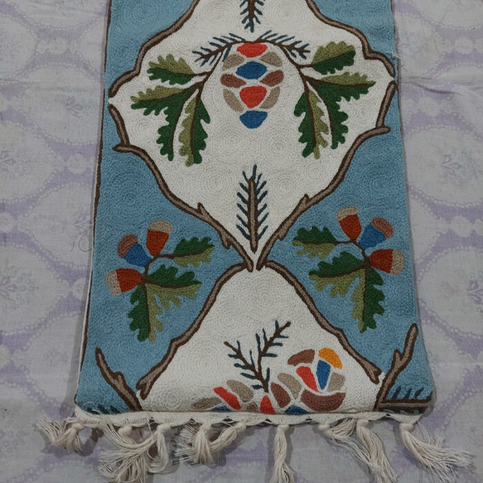 table runner rug wool kashmir chain stitch handmade 2