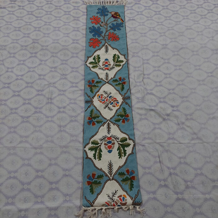 table runner rug wool kashmir chain stitch handmade 4