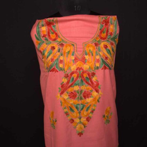 Pretty Pink Cotton Aari Work 2Pc Suit