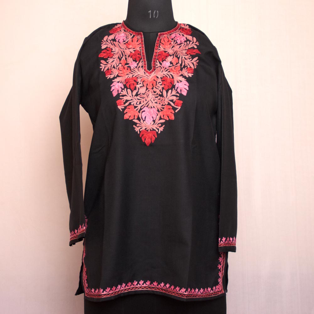 Beautiful Embroidered Kashmiri Maxi Kurti, Modern Ethnic Tunic, Ethnic Top,  Practical and Comfortable Wear With Embroidery Appliqués, Brown - Etsy