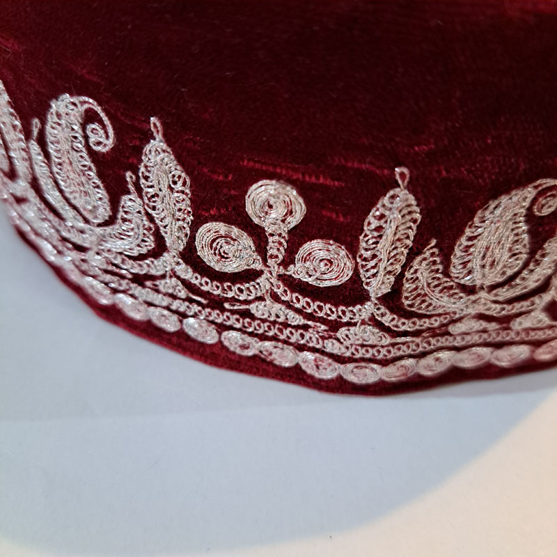 maroon velvet silver tilla cap 3