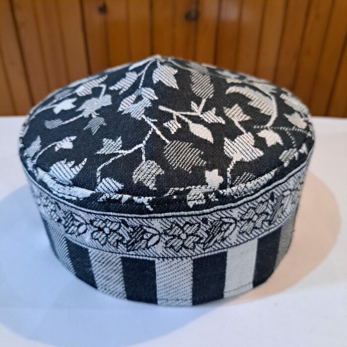 black white kani cap with border 1