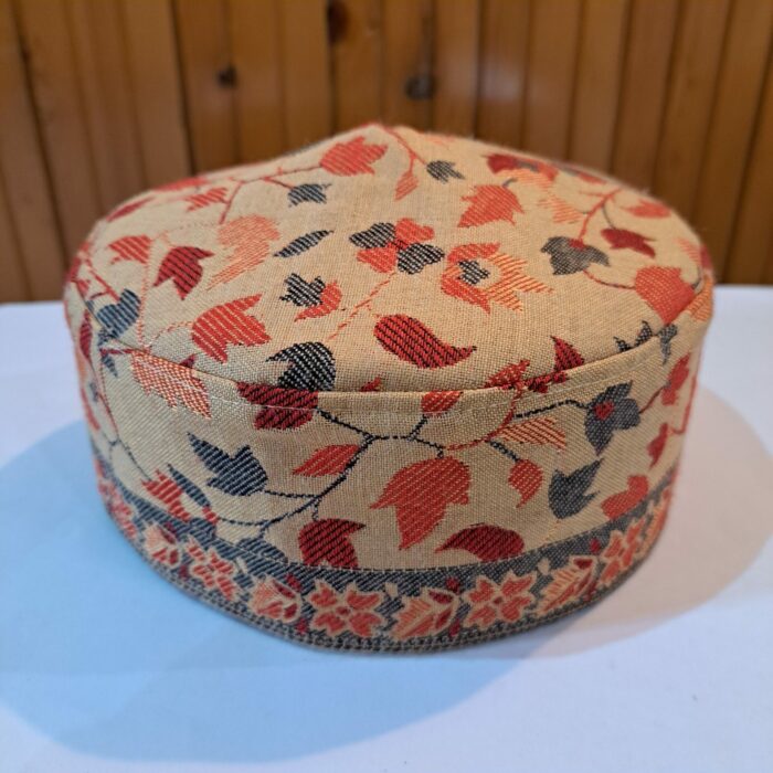 peach poshbagh kani cap with border 1