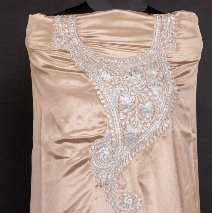 beige satin kashmiri dress