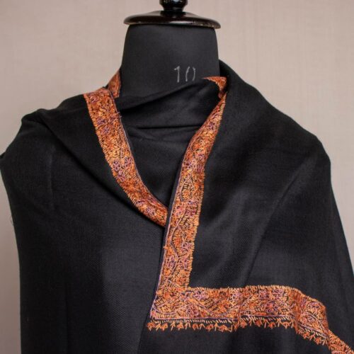 black gents kashmiri shawl sozni handwork winter