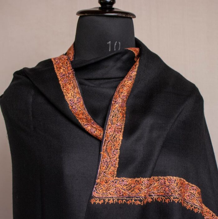 black gents kashmiri shawl sozni handwork winter