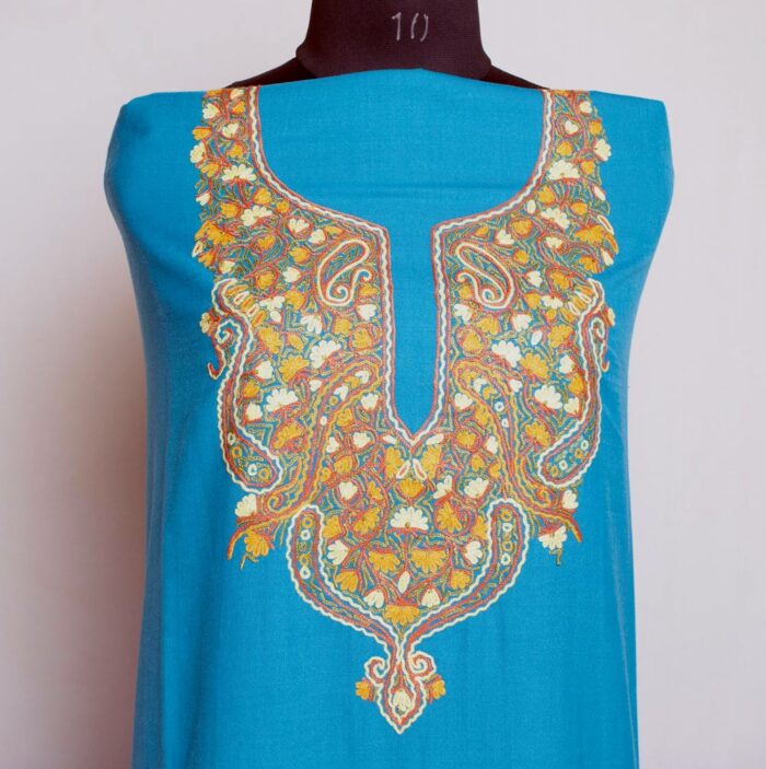 blue aari hand summer cool cotton suit