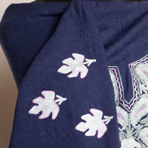 crush cotton navy blue aari suit kashmiri 0