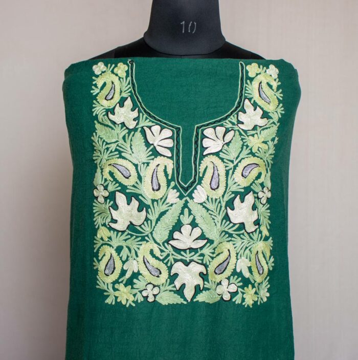 dark green aari zari suit