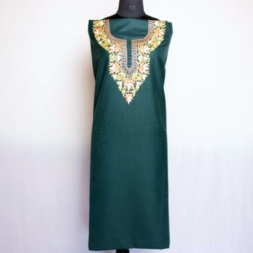 dark green aari zari suit material party wear2