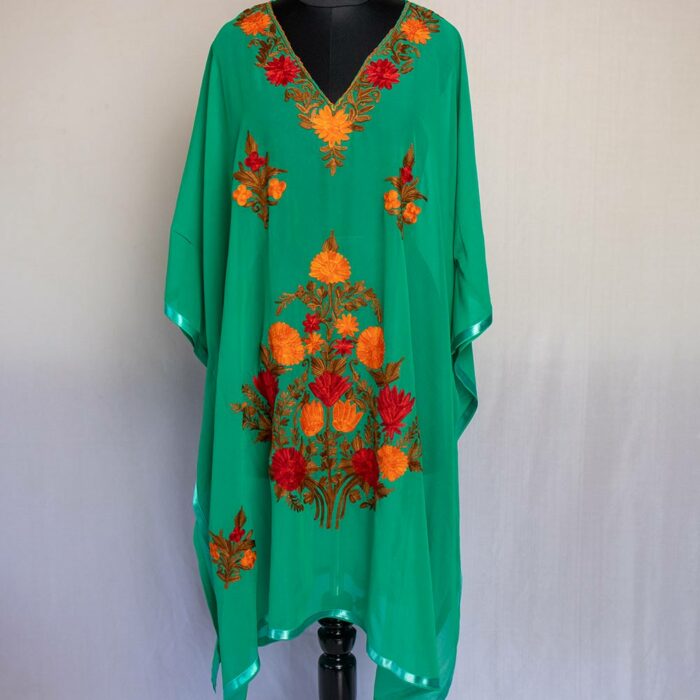 green georgete kaftan aari