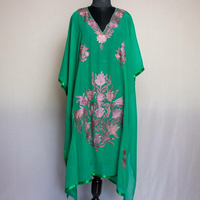green kashmiri kaftan