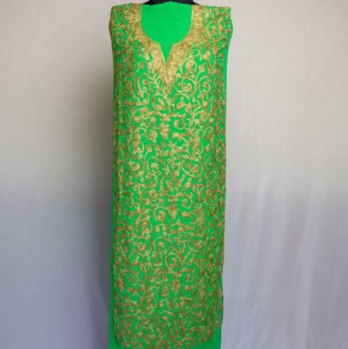 green summer suit fabric with work kadayi 1