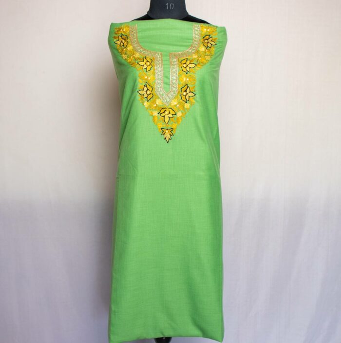 light green cotton aari summer suit 2024