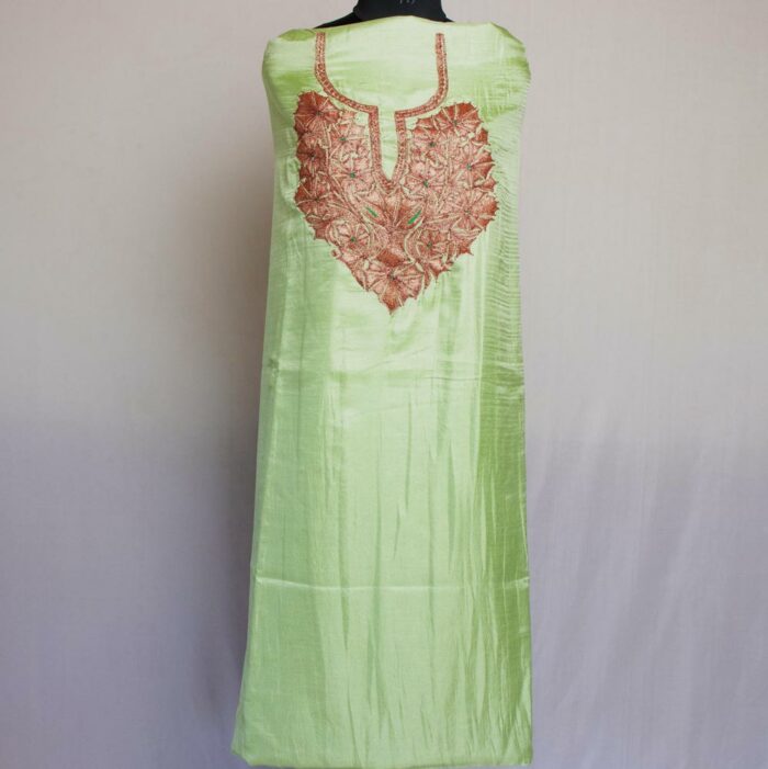 light lime silk suit kashmiri