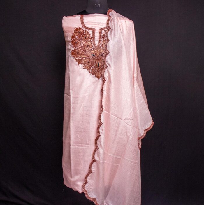 light pink silk kashmiri set