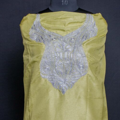 lime kashmiri suit fabric tilla