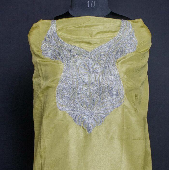 lime kashmiri suit fabric tilla