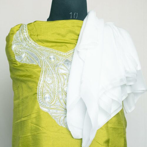 lime silk 3pc suit tilla kashmi