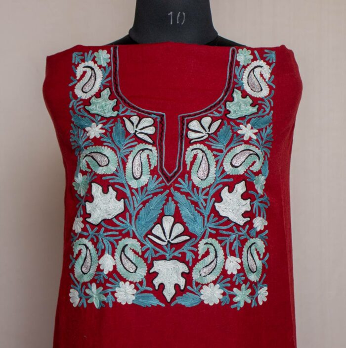 maroon aari crush suit kashmiri 0