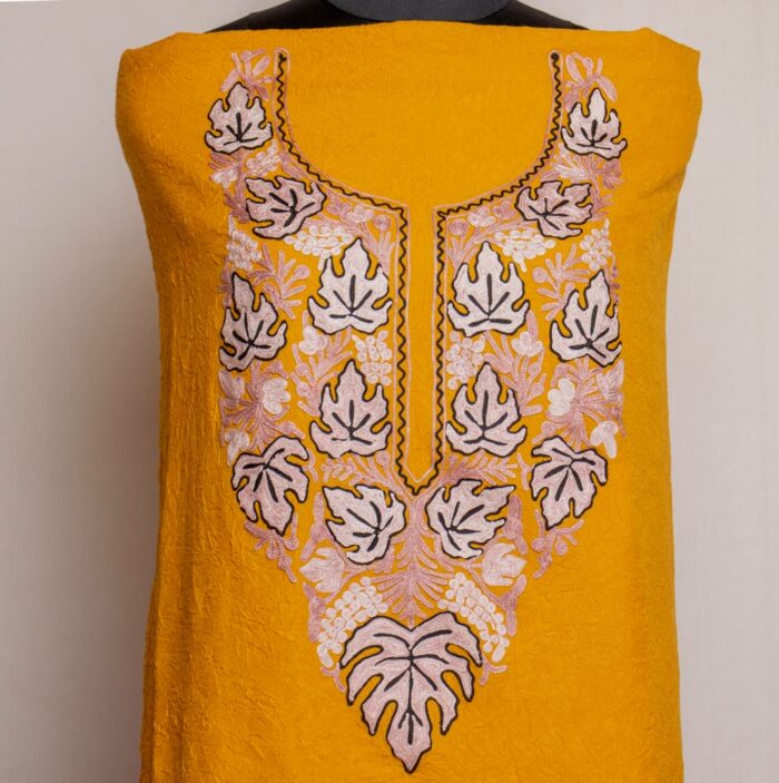 mustard chinar crush cotton suit