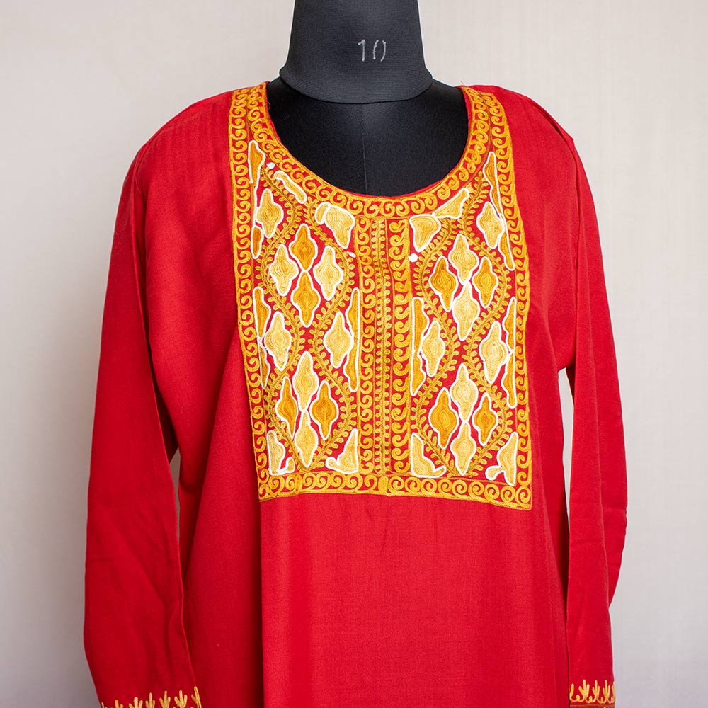 red box design kurta