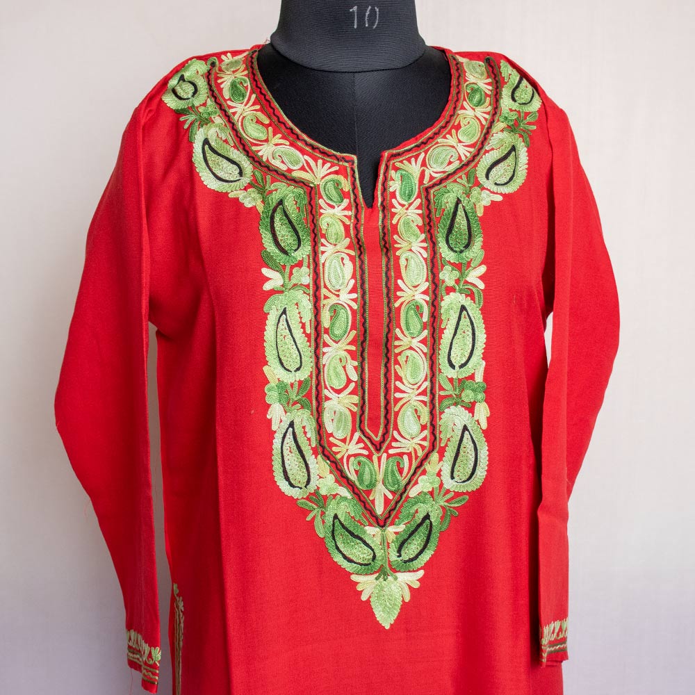 red cotton kurta