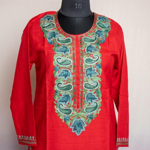 red kurta cotton