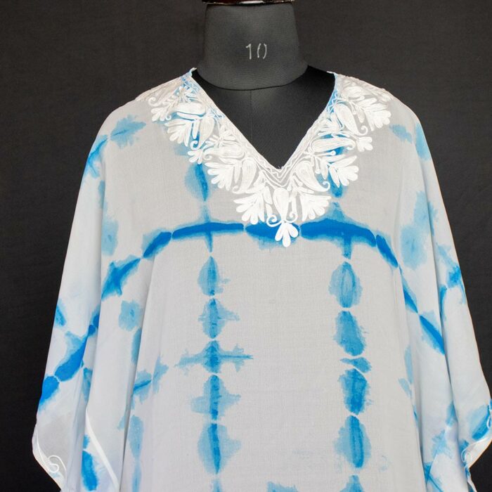 white blue kaftan designer