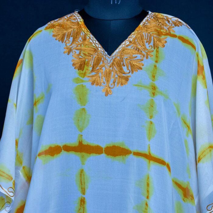 white brown mustard kaftan