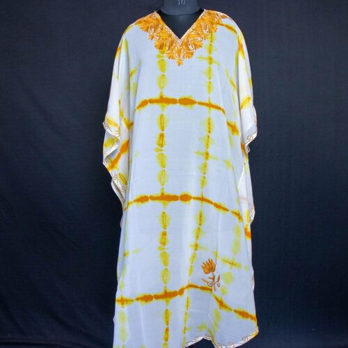 white brown mustard kaftan new