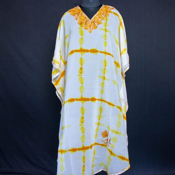white brown mustard kaftan new