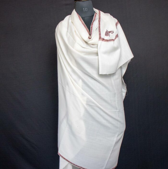 white sozni men shawl from kashmir new1