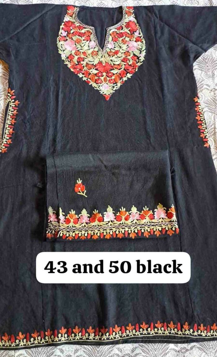 Black Semi Pashmina phiran