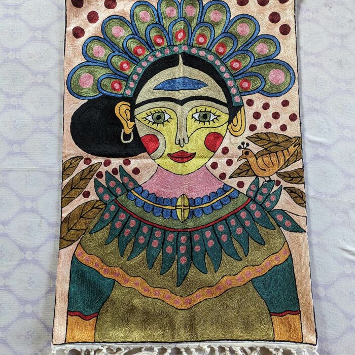 Frida Kahlo chainstitch wall hanging