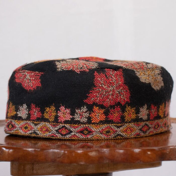 black chinar design kashmiri topi