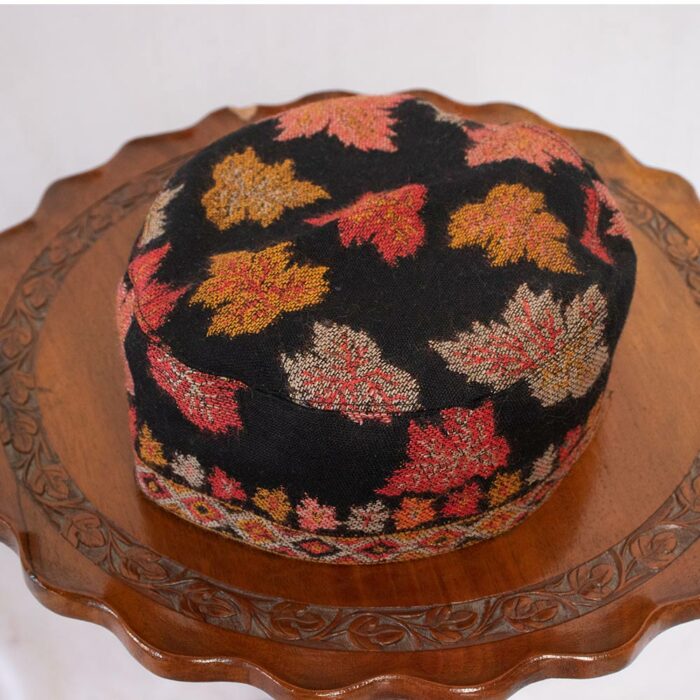 black chonar design kashmiri topi