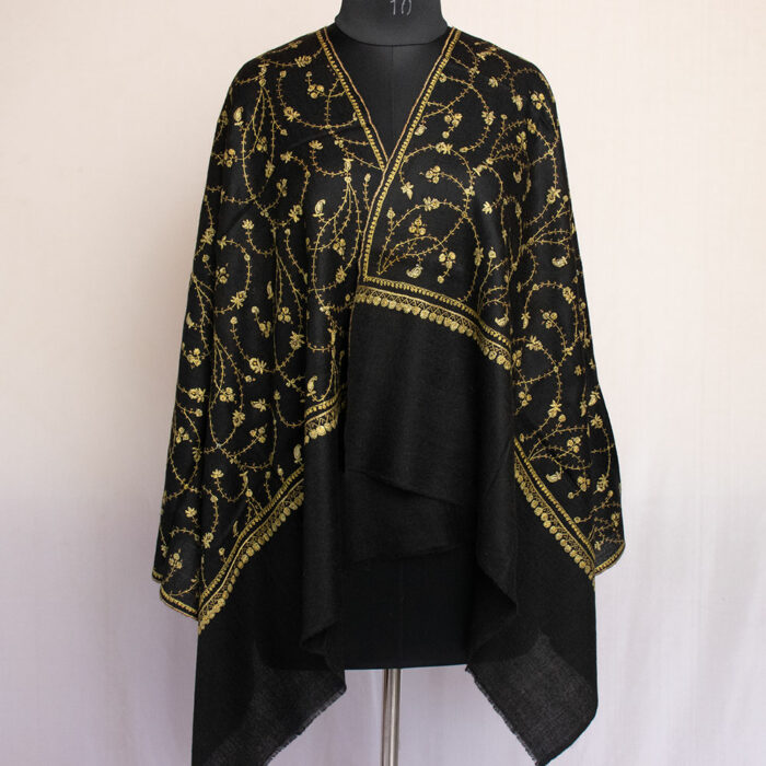black sozni pashmina stole