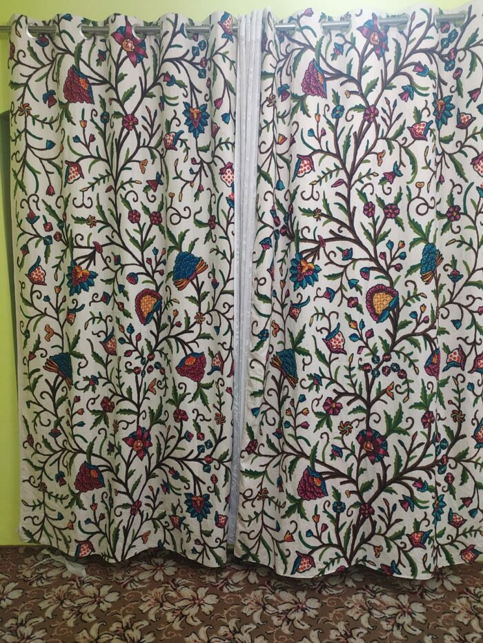 multi color crewel cotton home curtain handwork aari online