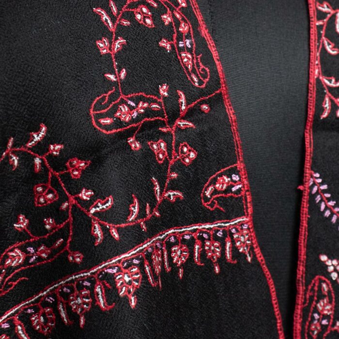 black pashmina wrap handmade kashmiri