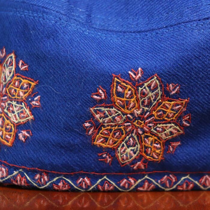 blue pashmina sozni embroidery cap handwork