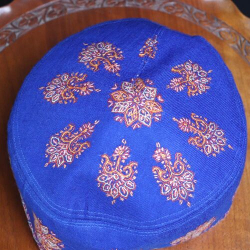 blue pure pashmina kashmiri topi